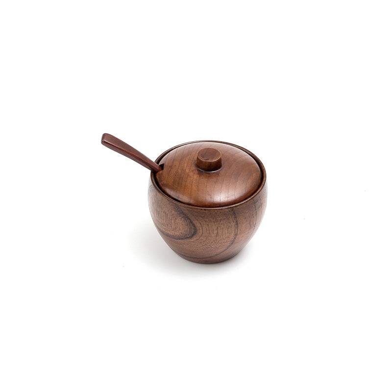 Wooden Seasoning Jar Set with Lid for Kitchen Supplies