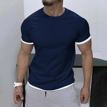 Men's Stylish Contrast Color Short-sleeve T-shirt