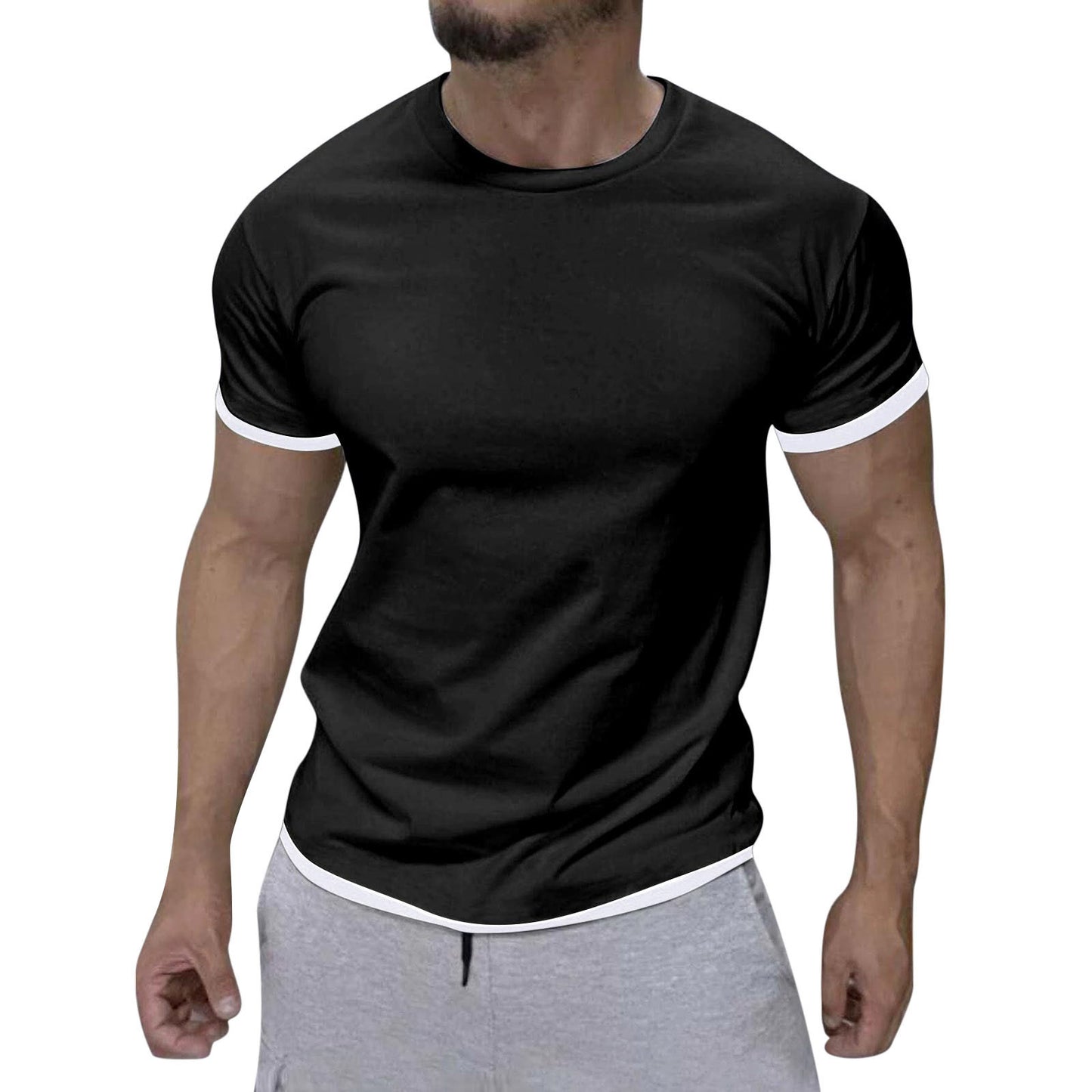 Men's Stylish Contrast Color Short-sleeve T-shirt