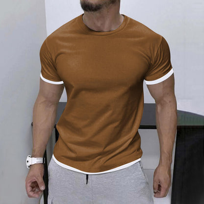 Men's Stylish Contrast Color Short-sleeve T-shirt