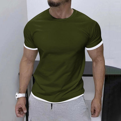 Men's Stylish Contrast Color Short-sleeve T-shirt