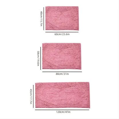 Soft Pink Chenille Non-Slip Bath Rug for Home Decor